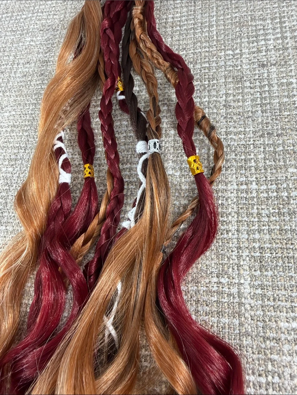 Boho Braided Clip-In Hair Extensions - Burgundy & Light Brown